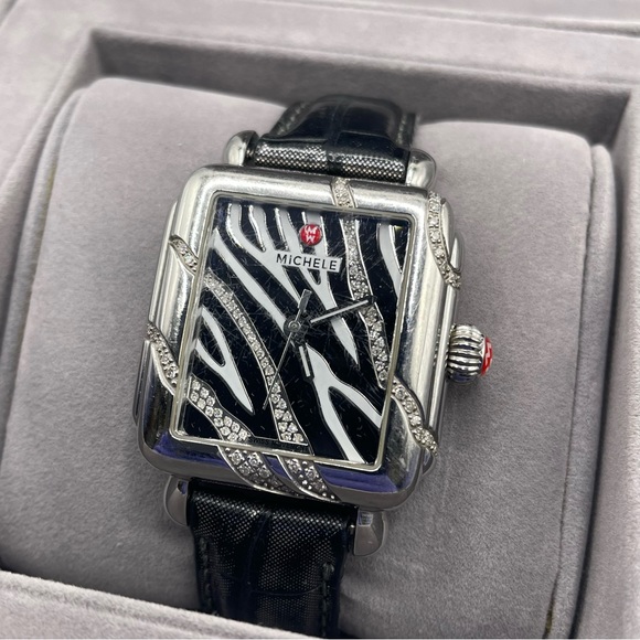 Michele Accessories - Michele Zebra Diamond Stainless Steel Watch